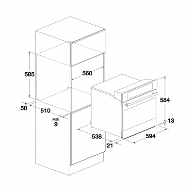 Fulgor fcos 6215 tem für Plano Edelstahl-Einbau-Multifunktionsbackofen