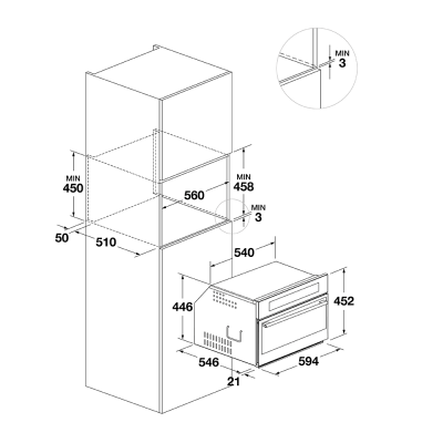 Fulgor fcmo 4510 tem bk Einbau-Mikrowelle H 45 cm Combiset schwarz