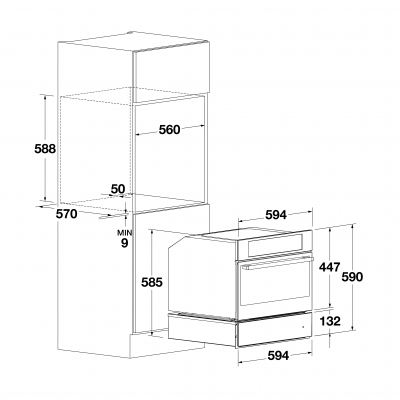 Fulgor fvsd 150 tc bk Vakuumschublade aus schwarzem Glas