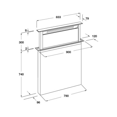 Fulgor fddh 900 trc bk Campana de suelo downdraft en cristal negro