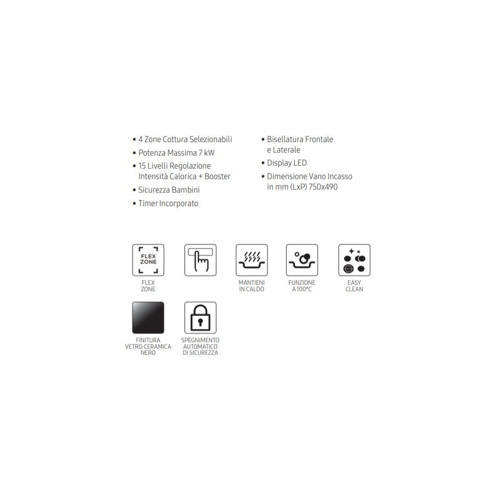 Samsung Placa Inducción 4 Zonas Slim Fit WiFi NZ84C6057FK 80 cm Negro