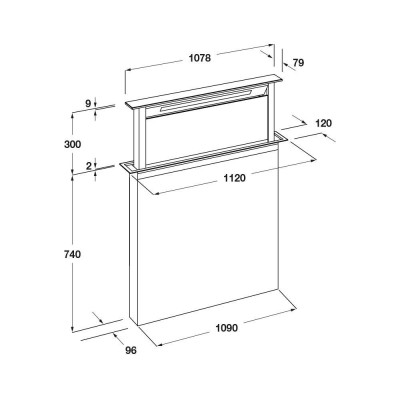 Okap kuchenny Fulgor fddh 1120 trc bk Lift 120 Downdraft 112 cm, czarny, szklany