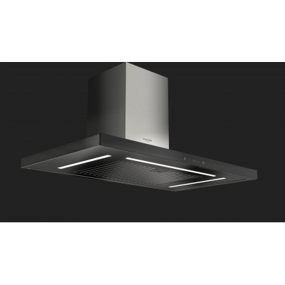 Fulgor fthd 900 tc bk x 90 cm stainless steel + black glass wall hood