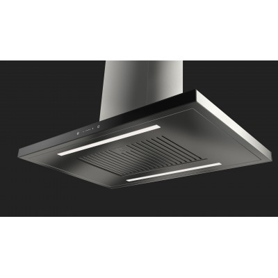 Fulgor ftihd 960 tc bk x cappa isola 90 cm inox + vetro nero