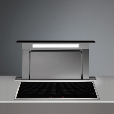 Falmec down draft worktop hood 90 cm stainless steel + black glass cddw90.e1