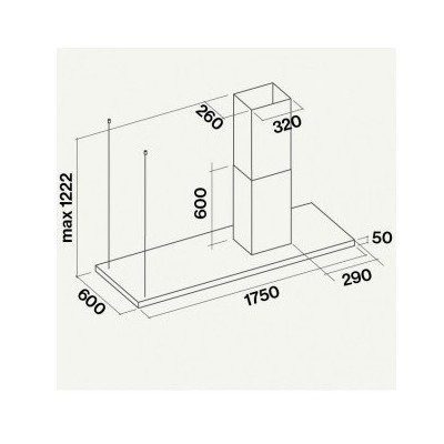 Falmec lumen nrs silence cappa isola 175 cm acciaio inox camino a sinistra