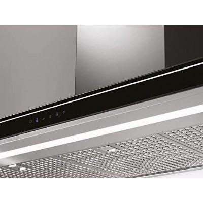 Falmec hotte murale design luce 90 cm acier inoxydable + verre noir clhi90.00