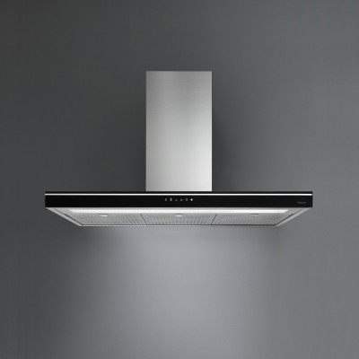 Falmec hotte murale design luce 90 cm acier inoxydable + verre noir clhi90.00
