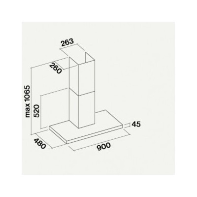 Falmec luce design cappa parete 90 cm acciaio inox + vetro nero clhi90.00