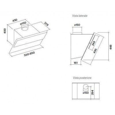 Falmec verso cappa parete 55 cm vetro bianco