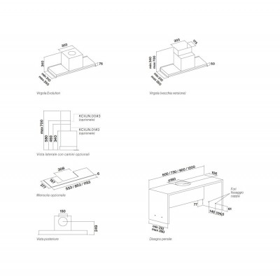 Falmec Virgola evolution cappa incasso 90 cm inox