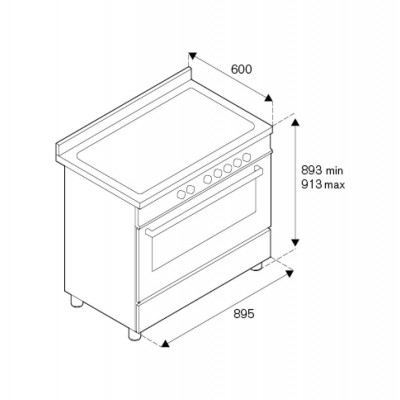 Bertazzoni mas96l1enet arbeitsplatte küche 90 cm schwarz