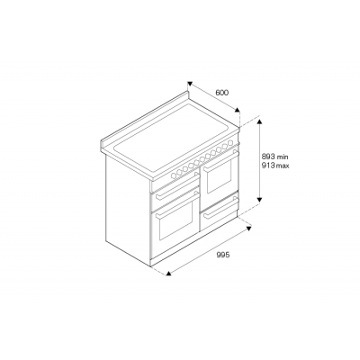 Bertazzoni her106l3enet Arbeitsplattenküche 100 cm schwarz