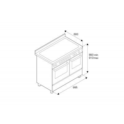 Bertazzoni her106l2eavt Arbeitsplattenküche 100 cm schwarz