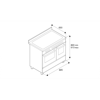 Bertazzoni her96l2eavt Arbeitsplattenküche 90 cm Elfenbein