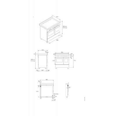 Bertazzoni her95i2eavt cuisine à poser à induction 90 cm ivoire