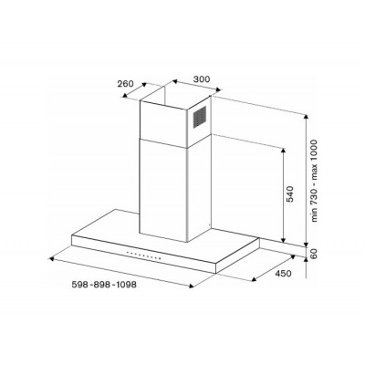 Bertazzoni kt100p1xv cappa parete 100 cm inox