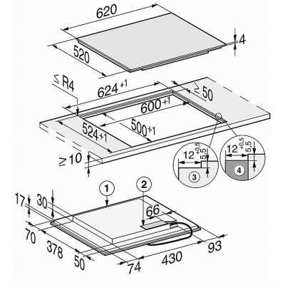 Placa de inducción Miele km 7464 fl 60 cm vitrocerámica negra