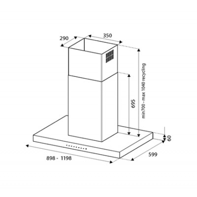 Bertazzoni kti90p1axt 90 cm Inselhaube aus Edelstahl