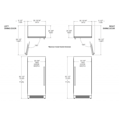 Bertazzoni lrd905ubrxtt Frigorífico profesional empotrable de acero inoxidable 90 cm + 901557