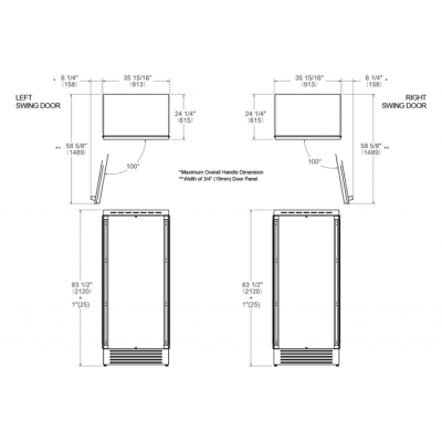 Bertazzoni lrd905ubrptt Professional built-in column refrigerator 90 cm