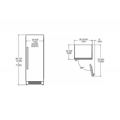 Bertazzoni lrd755ubrxtt Réfrigérateur professionnel à colonne encastrable 75 cm + 901557