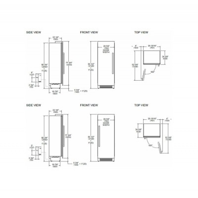 Bertazzoni lrd755ubrxtt Réfrigérateur professionnel à colonne encastrable 75 cm + 901557