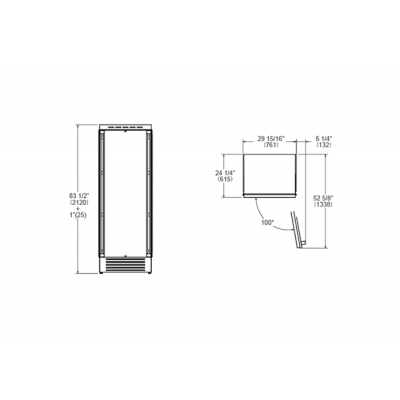 Bertazzoni lrd755ubrptt Réfrigérateur professionnel à colonne encastrable 75 cm