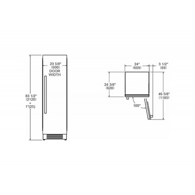Bertazzoni lrd605ubrxtt Colonne de réfrigérateur encastrable professionnelle 60 cm en acier inoxydable + 901557