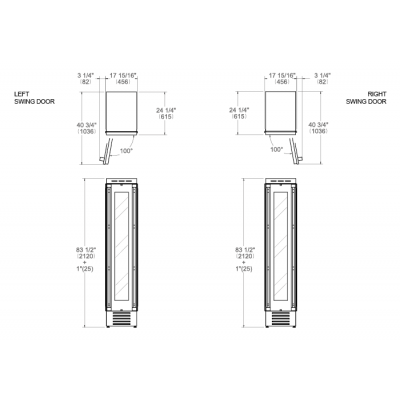 Bertazzoni wc455blp2t built-in wine cellar 45 cm with panel