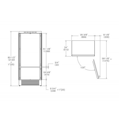 Bertazzoni ref905bbrptt Einbau-Kühlschrank mit Gefrierfach 90 cm