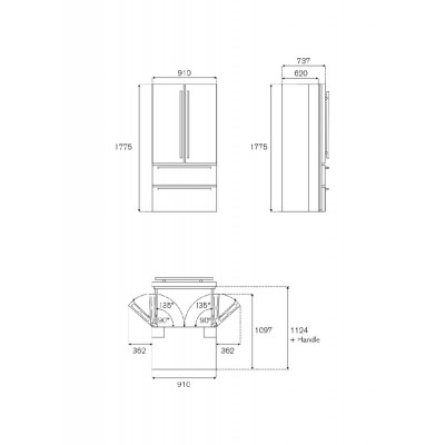 Bertazzoni Ref904ffnxtc Réfrigérateur congélateur professionnel pose libre 90 cm inox + 901249
