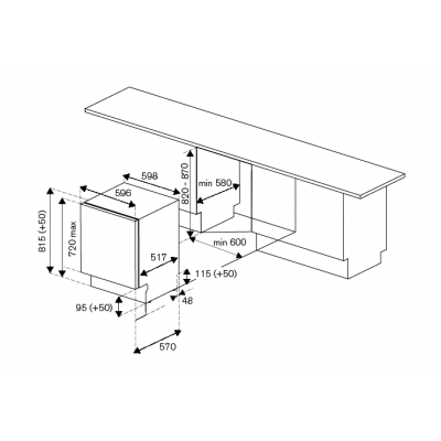 Bertazzoni dw6083prt Einbau-Geschirrspüler komplett versteckt 60 cm