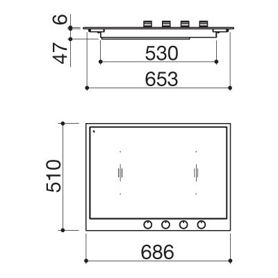 Barazza 1pbf7id b_free placa de inducción 70 cm borde de acero inoxidable