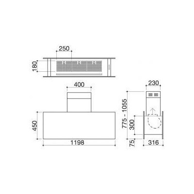 Barazza 1ksti12 steel island hood 120 cm stainless steel