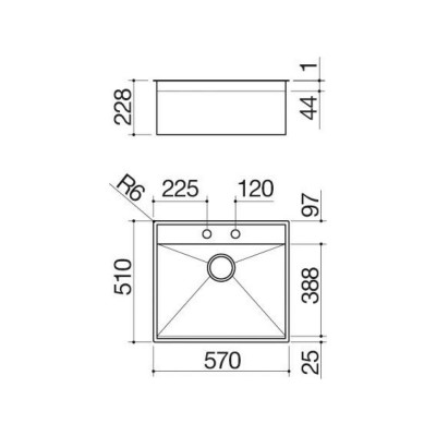 Barazza 1llb616 évier extérieur 57x51 cm acier inoxydable satiné