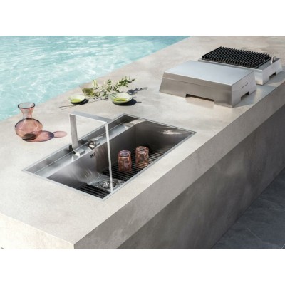Barazza 1llb916 Außenspüle 86x51 cm aus satiniertem Edelstahl