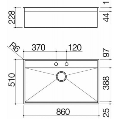 Barazza 1llb916 évier extérieur 86x51 cm acier inoxydable satiné