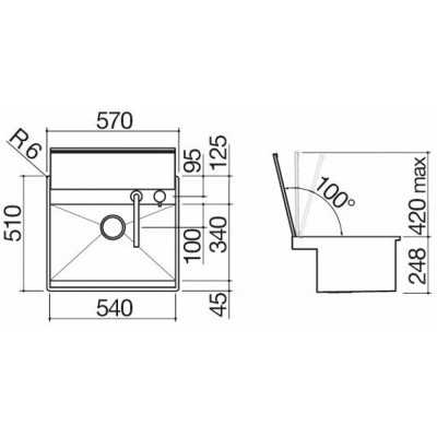 Barazza 1llb606 tapa lab fregadero exterior 57x51 cm acero inoxidable