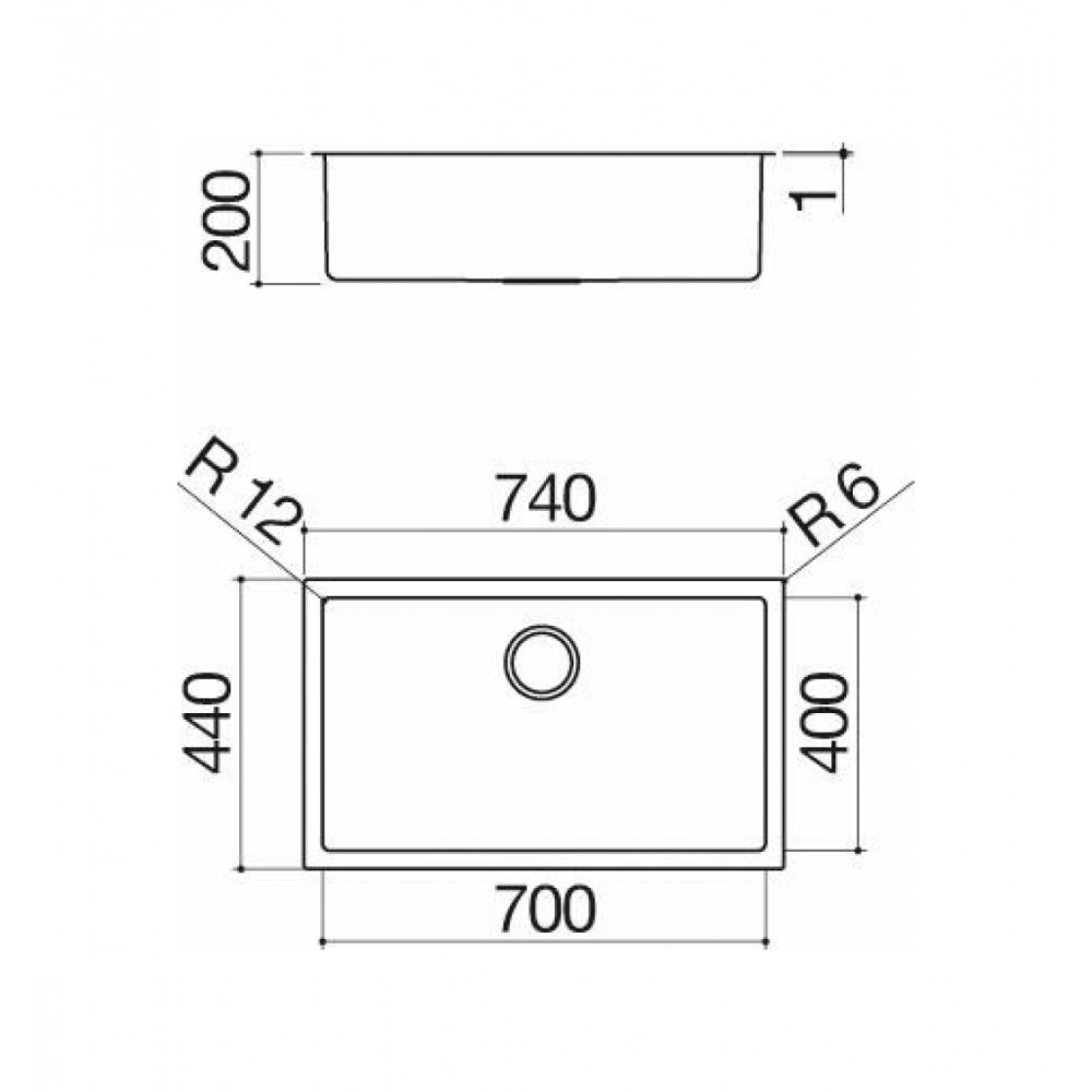 Barazza 1qr706 fregadero exterior de un seno 70x40 cm acero inoxidable  satinado