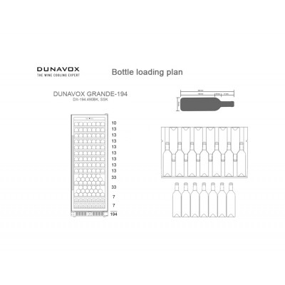 Dunavox dx-194.490bk  Cave à vin h 183 verre noir