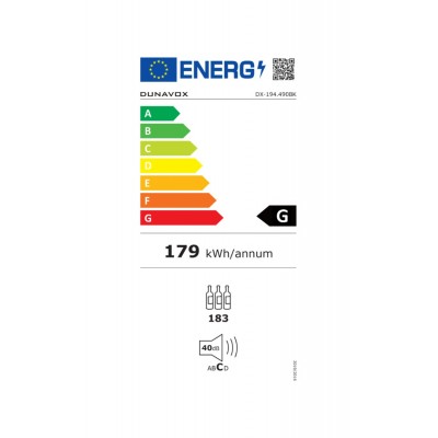 Dunavox dx-194.490bk  Weinkeller H 183 schwarzes Glas