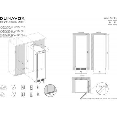 Dunavox dx-181.490dbk cantina vini h 183 cm vetro nero