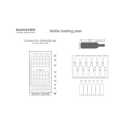 Dunavox dx-94.270sdsk cantina vini h 121 cm vetro nero