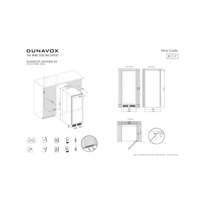 Dunavox dx-94.270sdsk  Weinkeller H 121 cm, schwarzes Glas