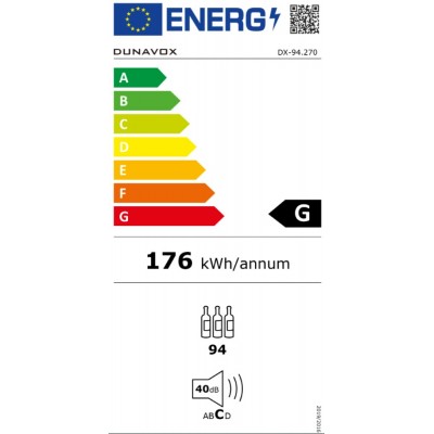 Dunavox dx-94.270sdsk cantina vini h 121 cm vetro nero