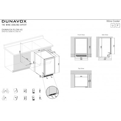 Dunavox flow-45  Cave à vin h 88 verre noir dauf-45.125db.to