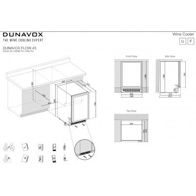 Dunavox flow-45  vinoteca h 88 vidrio negro dauf-45.125db.to