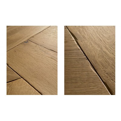 Mesa moderna de madera maciza de roble con patas de cristal