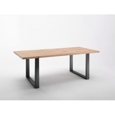 Tavolo moderno legno rovere massello gambe a U in ferro